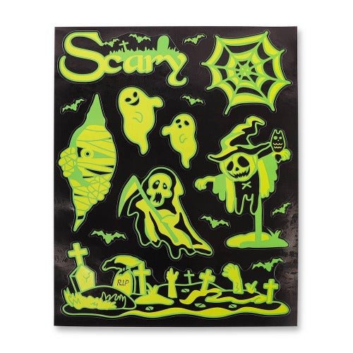 Haunting Halloween Glow In The Dark Window Stickers Assorted Designs