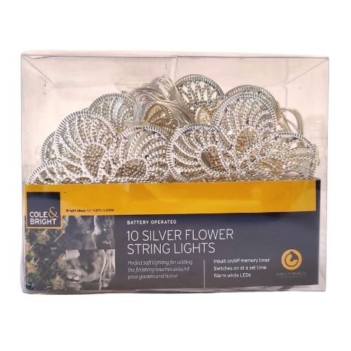 Cole & Bright 10 Silver Flower String Lights