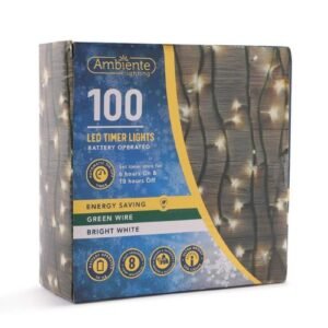100 Battery Timer Bright LED Fairy Lights — Bright White