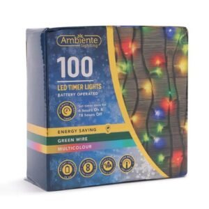 100 Battery Timer Bright LED Fairy Lights — Multicolour