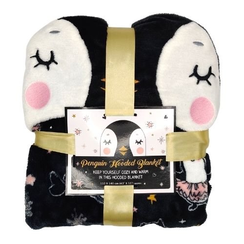 Christmas Penguin Kids Hooded Blanket
