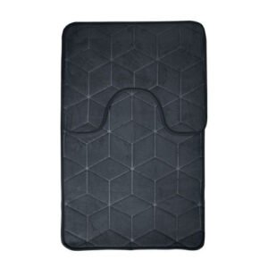 2 Piece Grey Memory Foam Bath Mat & Pedestal