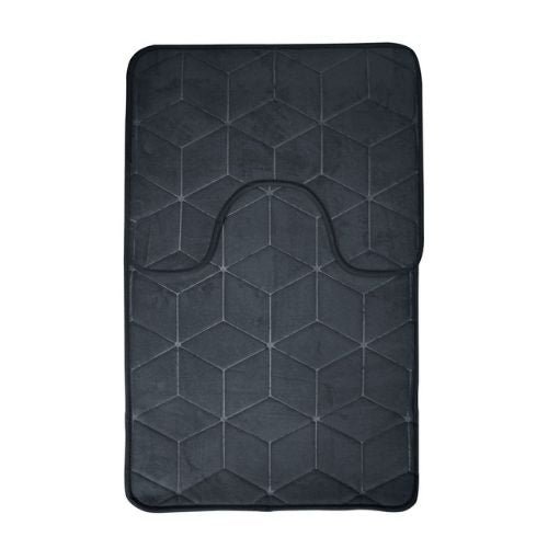 2 Piece Grey Memory Foam Bath Mat & Pedestal