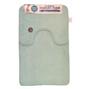 2 Piece Grey Memory Foam Bath Mat & Pedestal