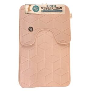 2 Piece Grey Memory Foam Bath Mat & Pedestal