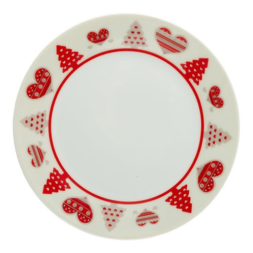 Ceramic Christmas Heart & Tree Side Plate 7.5 inch