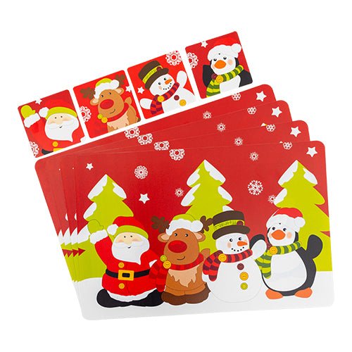 Christmas Character With Trees Placemats & Coasters 4 pack