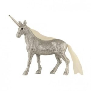 Sparkling Glitter Unicorn Christmas Decoration in Silver