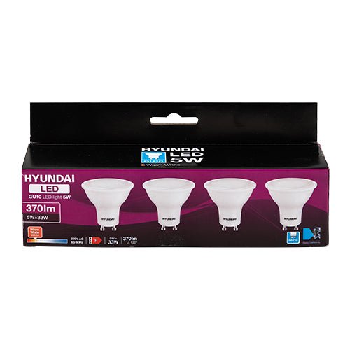 Hyundai LED 5W Warm White Light Bulbs GU10 4 Pack