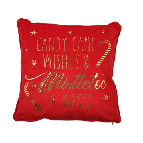 Candy Cane Wishes & Mistletoe Kisses Christmas Cushion
