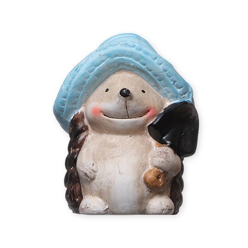 Hedgehog In Hat Garden Ornament — Blue