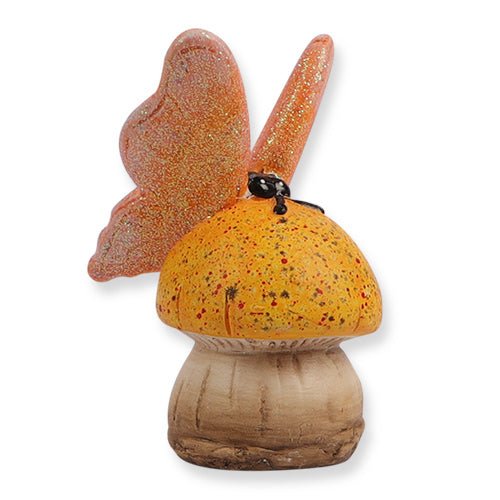 Mini Butterfly Toadstool Garden Ornament — Yellow
