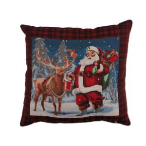 Santa Claus & Reindeer Christmas Cushion 46cm x 46cm