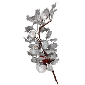 Christmas Glitter Holly And Baubles Decorative Stem Assorted Colours