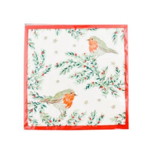 Christmas Holly & Robin Napkins 25 Pack