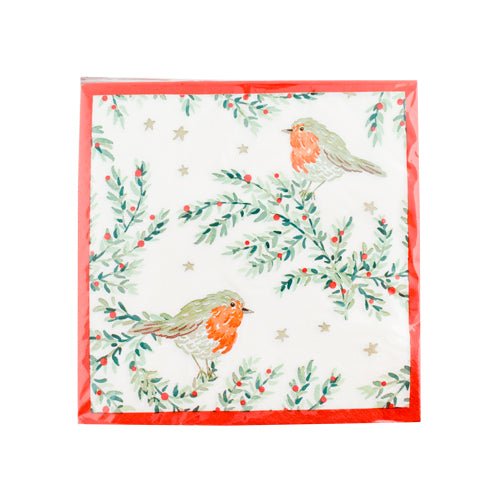 Christmas Holly & Robin Napkins 25 Pack