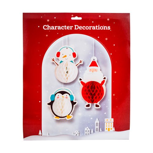 Christmas Character Hanging Decorations 3Pk
