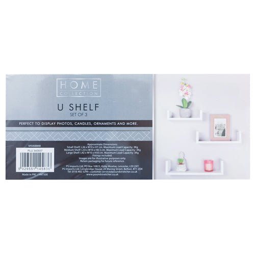Home Collection U Shelf Set of 3 White