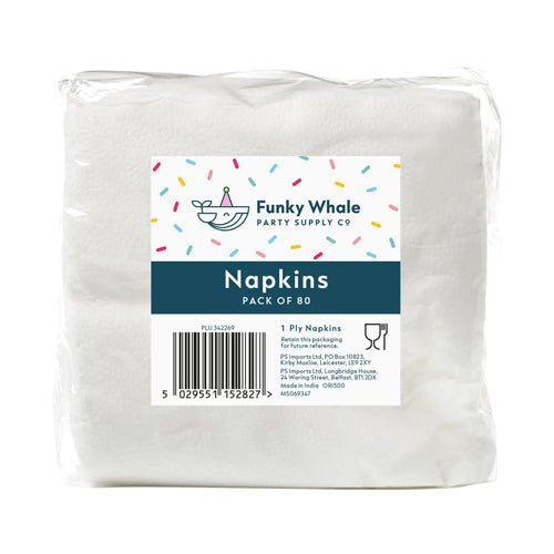 Funky Whale Napkins Pack of 30 Assorted Colours