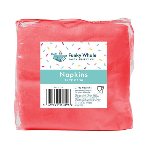 Funky Whale Napkins Pack of 30 Assorted Colours
