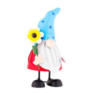 Blue & Navy Spotty Hat Garden Gnome Ornament H23cm