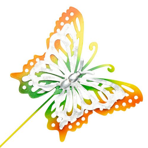 Roots and Shoots Butterfly Stake Garden Decoration — Green and Orange