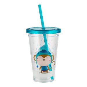 Kids Christmas Monkey Drinking Cup With Straw