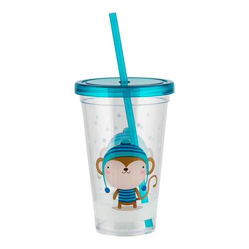 Kids Christmas Monkey Drinking Cup With Straw