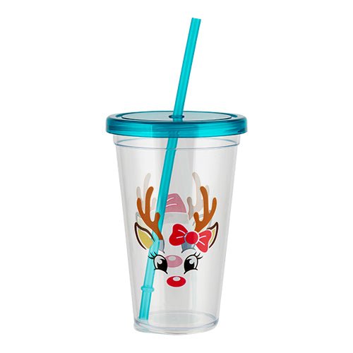 Kids Reindeer Drinking Cup With Straw