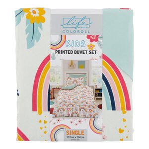 Life From Coloroll Kids Rainbow & Flowers Single Duvet Set