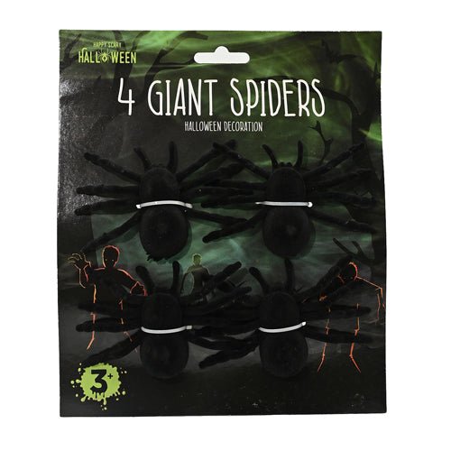 Halloween Velvet Giant Spiders 4 Pack