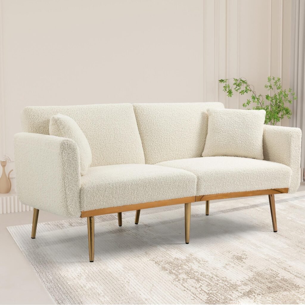 Adjustable 2-Seater Sofa – White Teddy