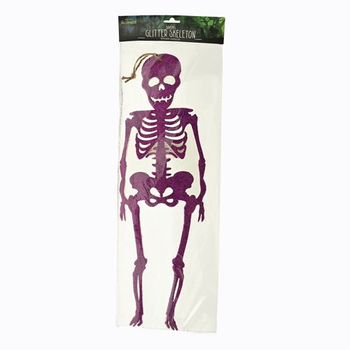 Halloween Hanging Glitter Skeleton Decoration Assorted Colours L51cm
