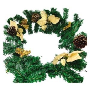 Poinsettia Winter Christmas Garland 5ft