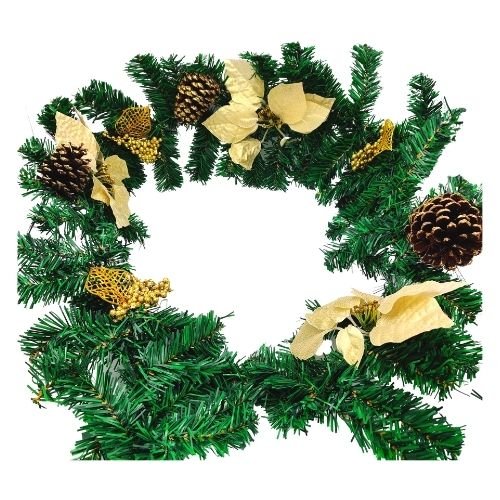 Poinsettia Winter Christmas Garland 5ft