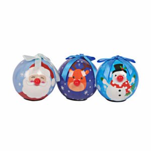 Flashing Nose Christmas Baubles 3 Pk