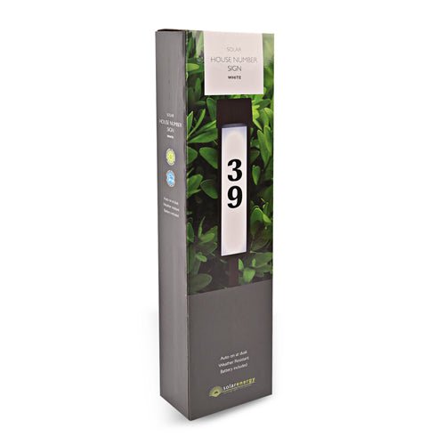 Solar House Number Sign White Light