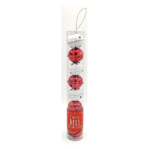 Christmas Metal Bell Tree Decorations 8 Pk Assorted Colours
