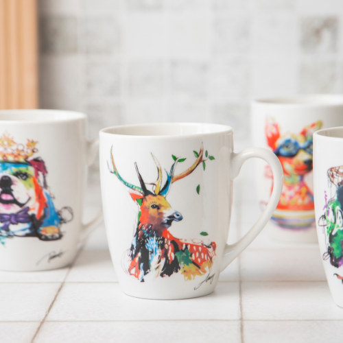 Artistic Animal Print Ceramic Mug 360ml Assorted Designs