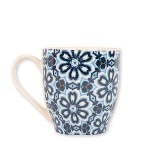 Navy and Blue Floral Patterned Mug