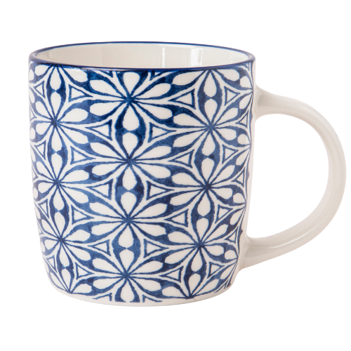 Blue Geometric Ceramic Mug 350ml Assorted Designs