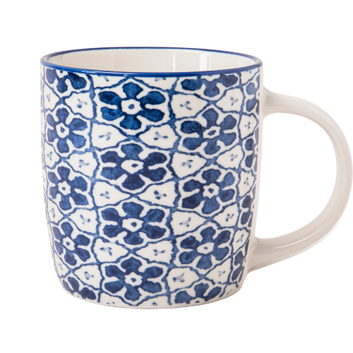 Blue Geometric Ceramic Mug 350ml Assorted Designs