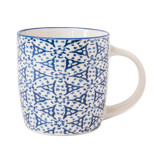 Blue Geometric Ceramic Mug 350ml Assorted Designs