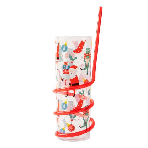 Christmas Spiral Straw Tumbler Assorted Festive Designs