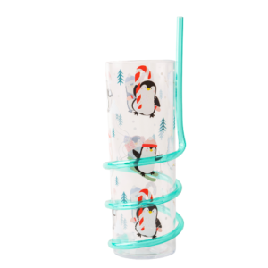Christmas Spiral Straw Tumbler Assorted Festive Designs