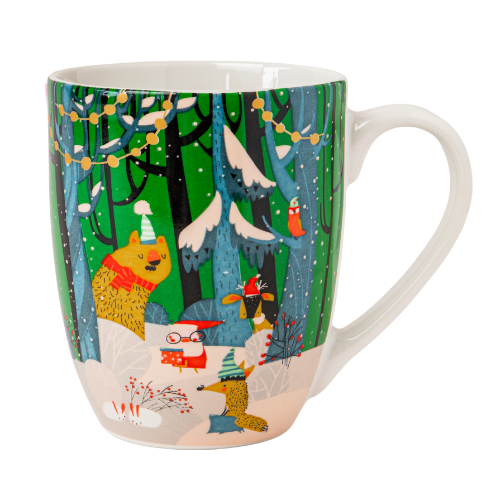 Christmas Ceramic Mug 360ml Festive Red & Green Holiday Assorted Designs