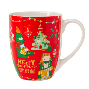 Christmas Ceramic Mug 360ml Festive Red & Green Holiday Assorted Designs