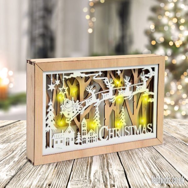 LED Wooden Christmas Santa Sleigh Scene