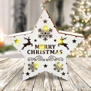 Christmas White LED Wooden Star