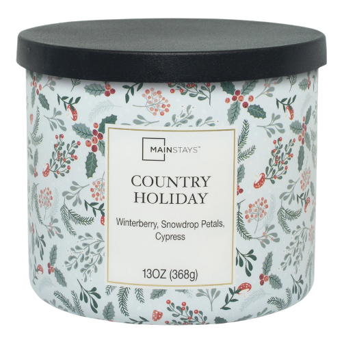 Mainstays Country Holiday Winterberry Snowdrop Cypress Scented Jar Candle 13oz